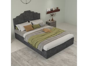 Lit 140x200 cm gris moderne tête moelleuse coffre à gaz sans matelas