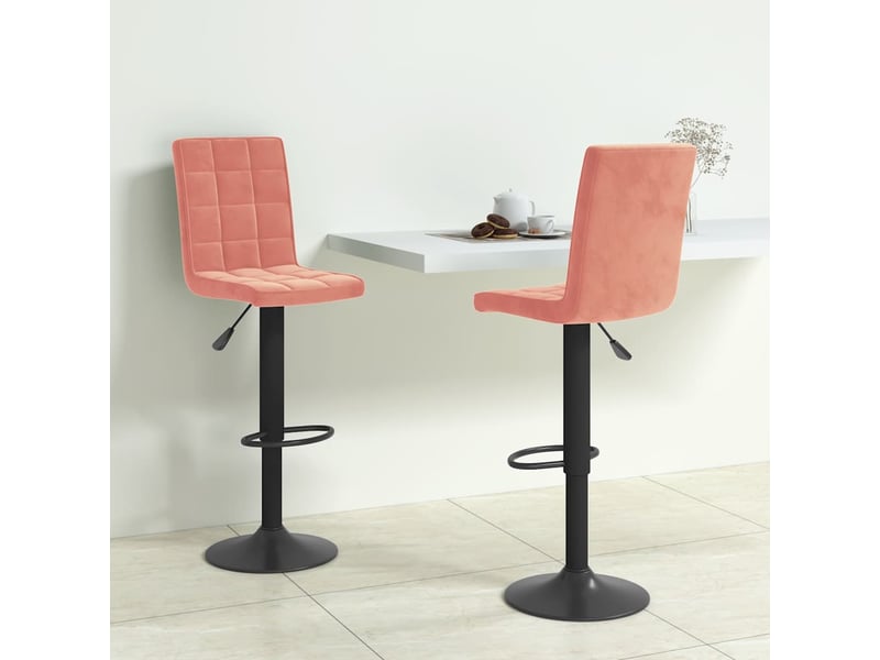  Lot de 2 tabouret de bar, chaise de bar rose velours shl73101  - Conforama B
