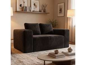 Canapé droit compressé fixe 2 places Tissu noir