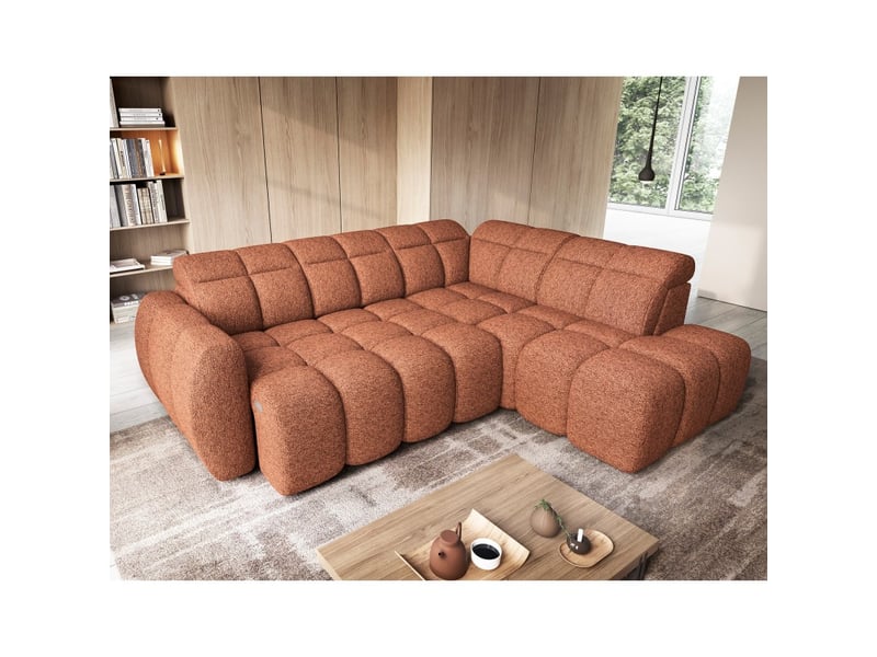  Canapé d'angle électrique ronda 4 places orange chiné – angle droit  - Conforama B