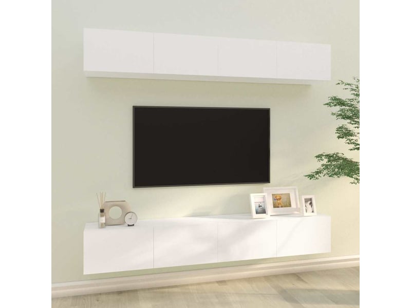  Meubles tv - banc tv - meuble de rangement muraux 4 pcs blanc 100x30x30 cm  - Conforama B