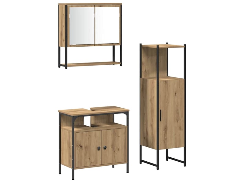  Ensemble de mobilier de salle de bain 3 pièces marron cf64481  - Conforama A