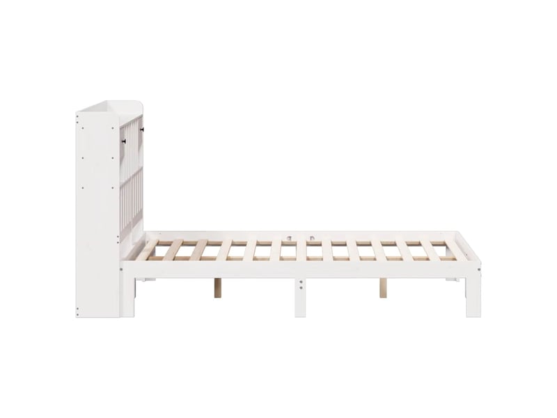  Lit double- lit adulte -  lit bibliothèque sans matelas blanc 135x190 cm bois pin massif  - Conforama D