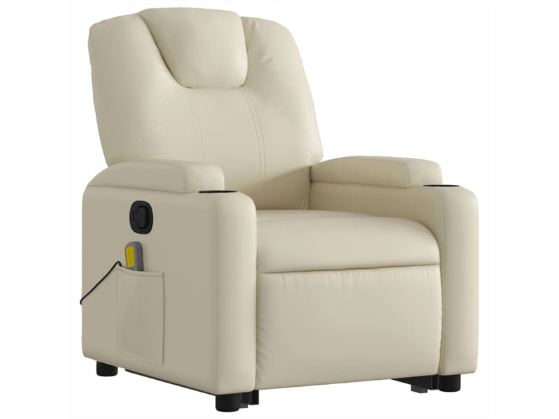 Fauteuil inclinable de massage, fauteuil relax crème similicuir shl86015 - Conforama D