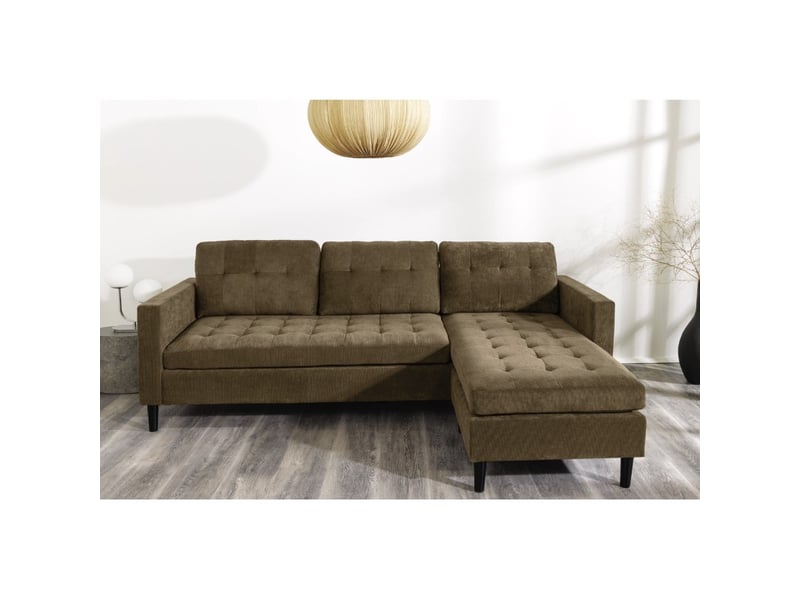  Canapé d'angle city brun capitonné réversible – canapé contemporain en velours côtelé  - Conforama E