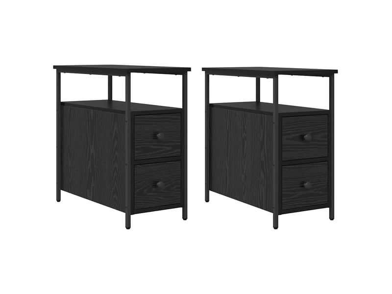  Table de chevet - cabinet de chevet - table de nuit 2 pc chêne noir 30 x 60 x 60 cm  - Conforama A