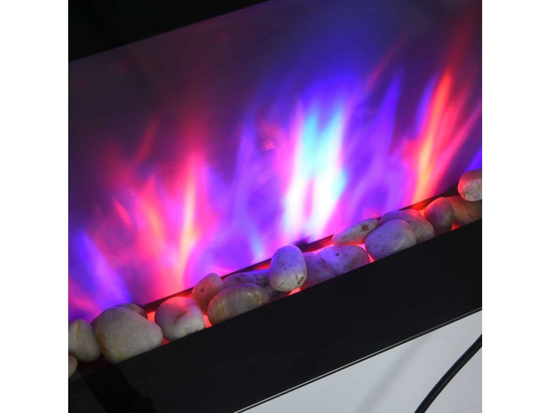  Cheminée électrique 72,5x11,5x40 cm led métal noir  - Conforama D
