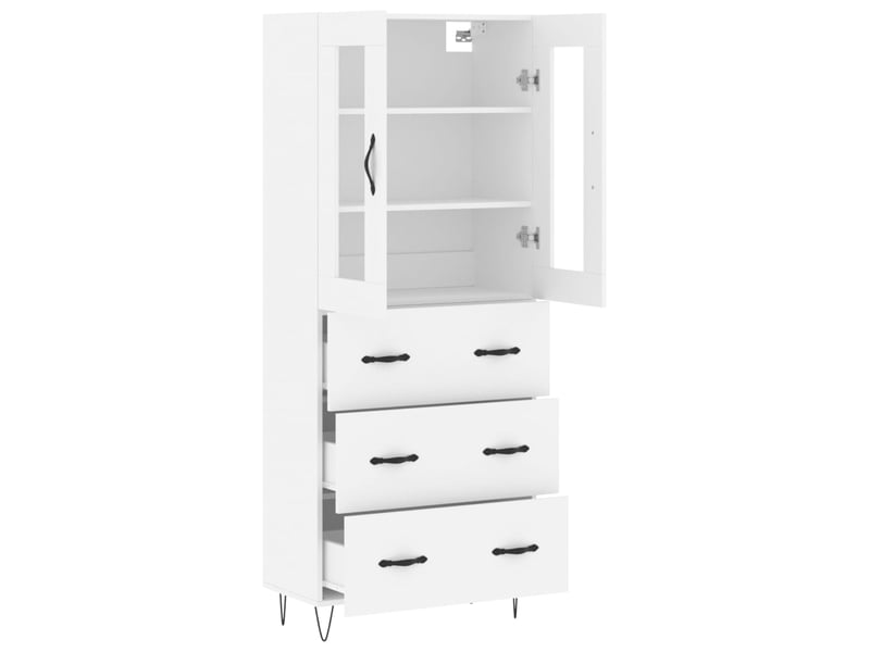  Buffet haut - bahut - meuble de rangement blanc 69,5x34x180 cm bois d'ingénierie  - Conforama D