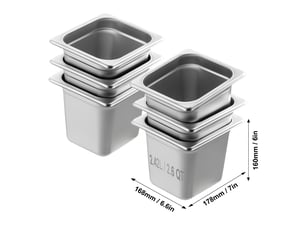 Lot de 6 poêles d'hôtel,succebuy poêles à vapeur 16 taille en inox de 0,8 mm,6 pouces de profondeur,pour usage commercial et industriel
