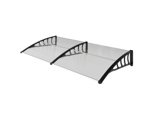 Auvent de protection extérieur 200 x 96 x 27 cm pour portes et fenêtres, contre le soleil et la pluie, transparent