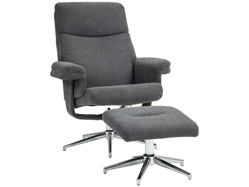  Fauteuil inclinable avec repose-pieds, dossier réglable, aspect velours, jusqu'à 150 kg, anthracite  - Conforama A