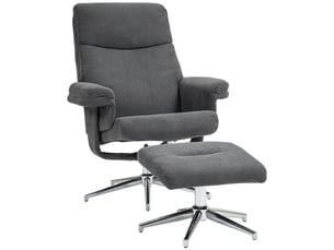 Fauteuil inclinable avec repose-pieds, dossier réglable, aspect velours, jusqu'à 150 kg, anthracite