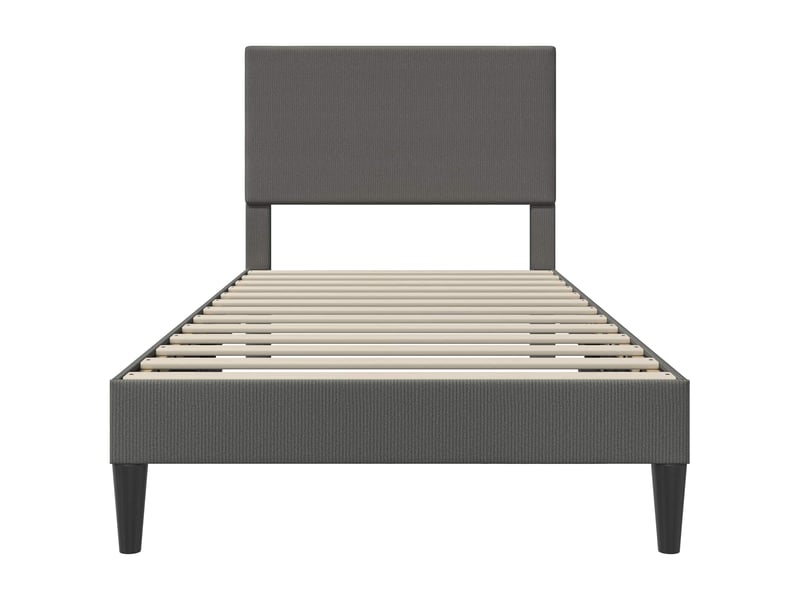  Lit simple- lit adulte -  cadre de lit gris foncé 80 x 200 cm tissu en velours côtelé  - Conforama C