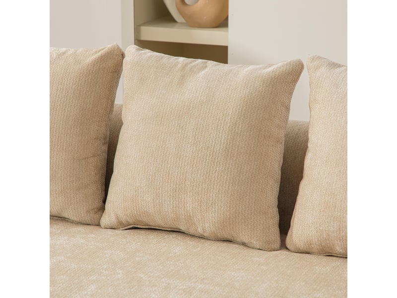 Canapé modulable chenille beige clair - salon moderne avec coussin et mousse haute élasticité pour confort quotidien - Conforama D