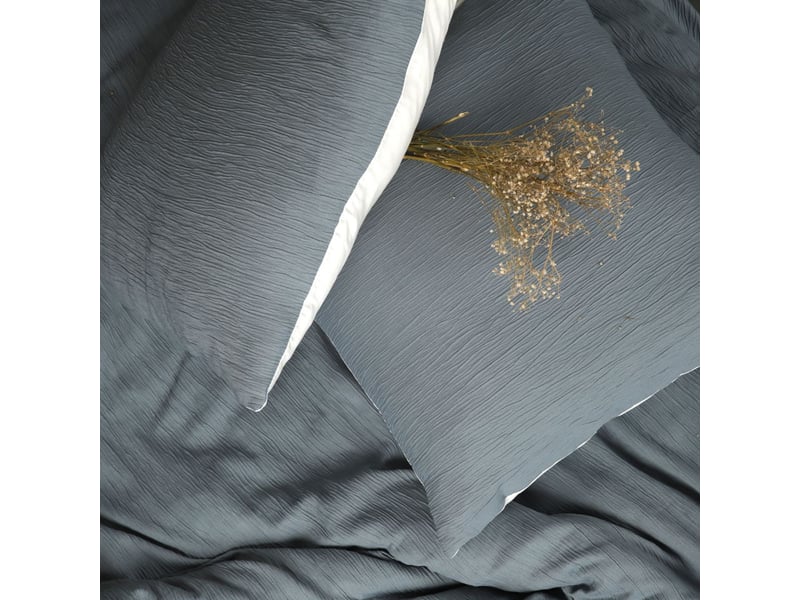  Parure housse de couette 240x220cm + 2 taies 100% gaze de microfibre uni bleu pétrole et blanc - nathea NATHEA - Conforama D