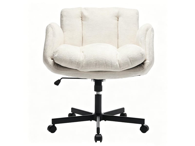  Chaise de bureau pivotante et réglable en chenille beige 57.5 x 60 x 92.5 cm DE5028BG - Conforama A