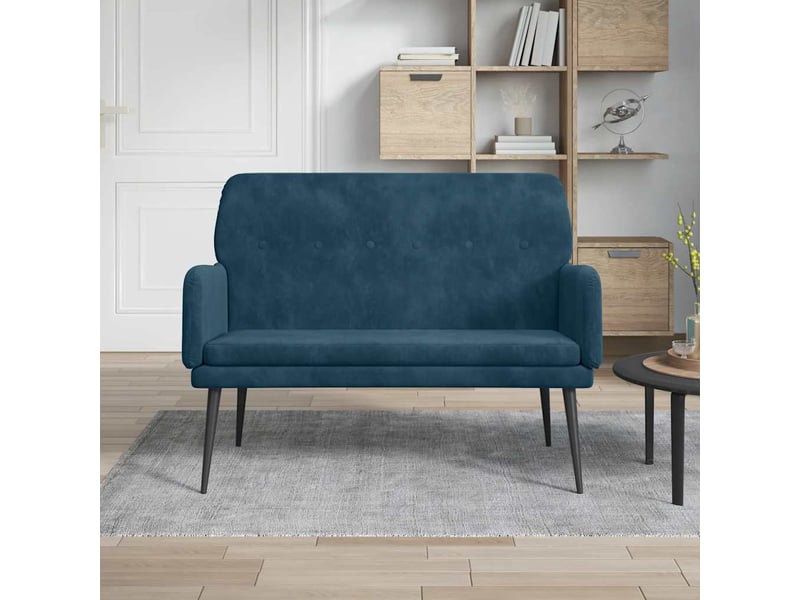  Banc, canapé 2 places bleu 108x79x79 cm velours shl72813  - Conforama B