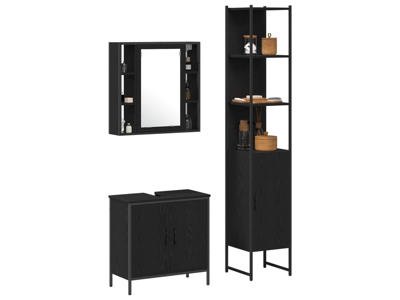  Ensembles de salle de bain, meubles de salle de bain 3 pc noir 33 x 33 x 185,5 cm cf64770  - Conforama C
