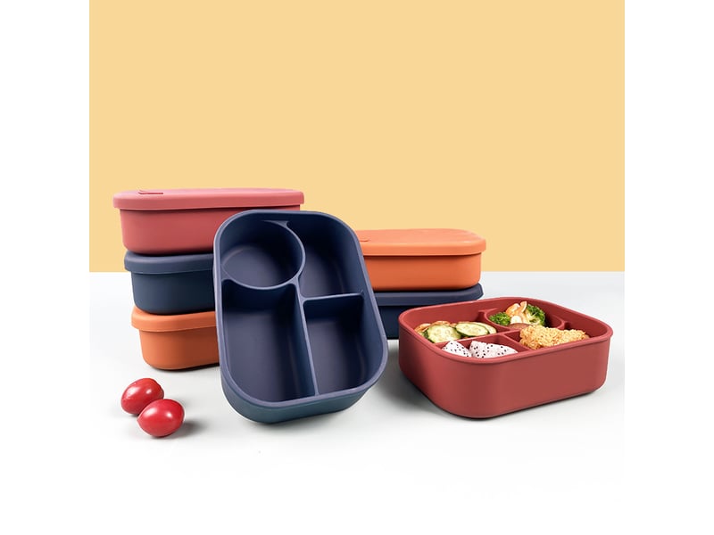  Boîte à lunch en silicone rouge foncé, 7,5*5,5*2,8 pouces, allant au micro-ondes, à plusieurs compartiments, hermétique  - Conforama E