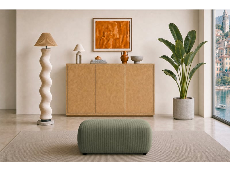  Portofino - pouf en petit velours côtelé vert 105x57x40  - Conforama B
