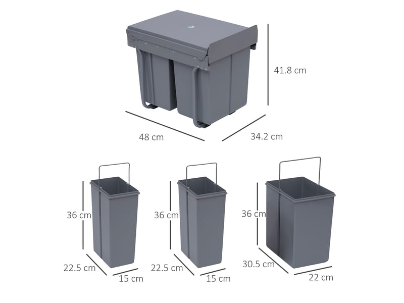  Poubelle encastrable coulissante tri sélectif 40 l evryae  - Conforama E