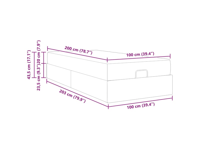 Lit simple | lit adulte | cadre de lit avec matelas 2 pcs bleu tissu 80x200 cm - Conforama C