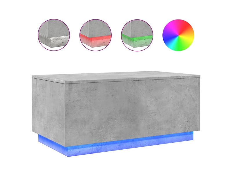  Table basse | table d'appoint salon avec lumières led gris béton 90x50x40 cm shl5428  - Conforama A