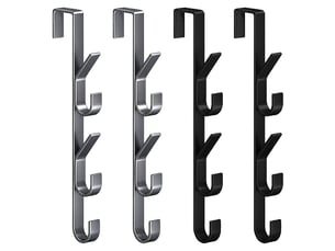 4 pcs crochets de porte, crochet de vertical à suspendre, à vêtements pour et armoire, pour salle de bains, bureau et cuisine, noir