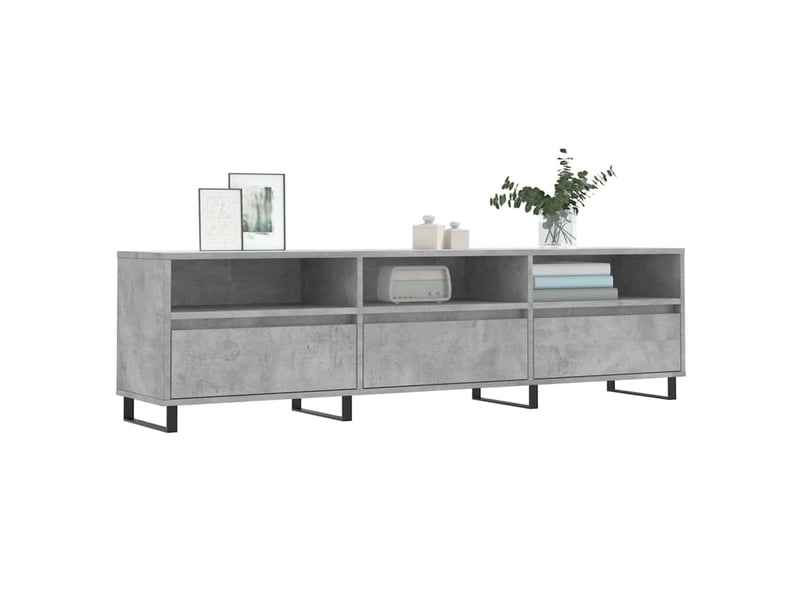  Meuble tv - banc tv - meuble de rangement gris béton 150x30x44,5 cm bois d'ingénierie  - Conforama C