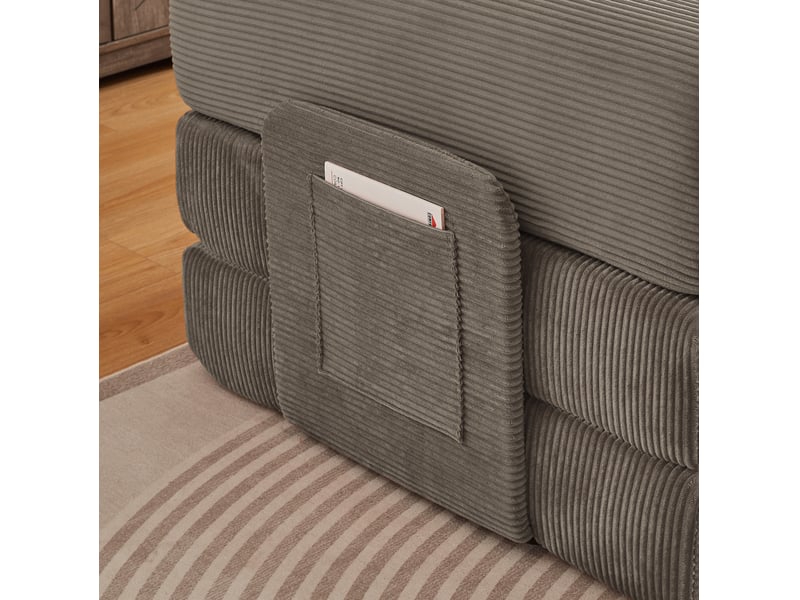  Canapé convertible 204x97x65 cm en velours côtelé et mousse avec 2 coussins taupe chicfurn  - Conforama E