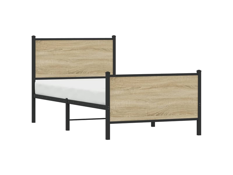  Lit simple- lit adulte -  cadre de lit en métal sans matelas chêne sonoma 80x200 cm  - Conforama C