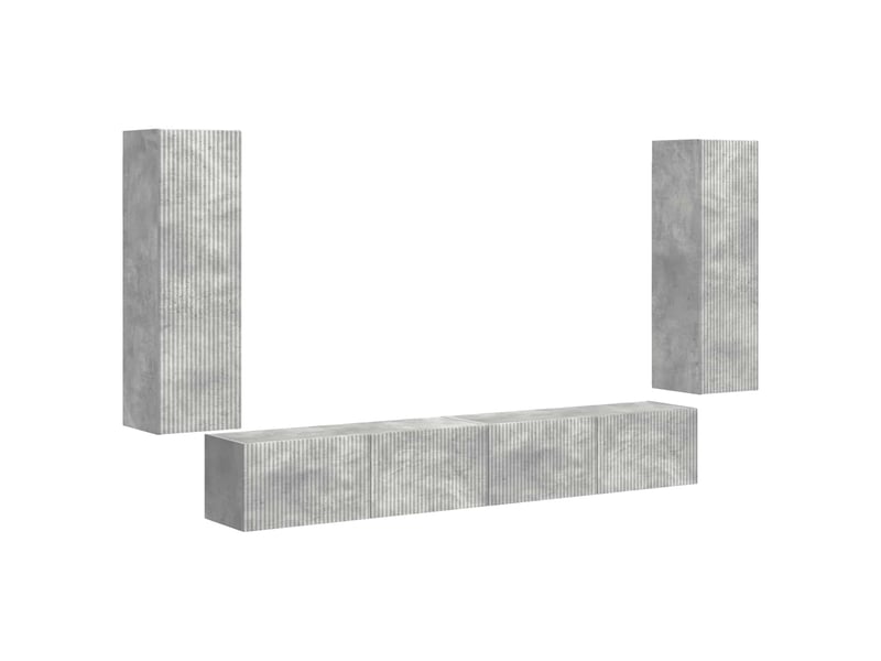  Ensemble de meuble tv - banc tv - meuble de rangement mural 4 pcs gris béton bois d'ingénierie  - Conforama A