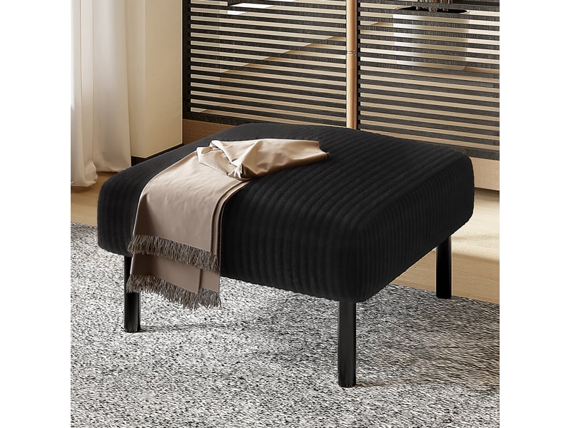  Tabouret premium en velours de corde avec cadre métallique – ultra confortable pour un siège ou un repose-pieds – polyvalent et montage rapide  - Conforama B