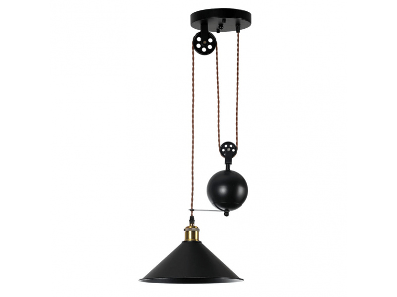  Suspension rustique ABRILA Triguero 1 lumière E27 noire et dorée, métal, hauteur réglable 80-130 cm, Ø29,5 cm, style farmhouse chic 132691009 - Conforama A