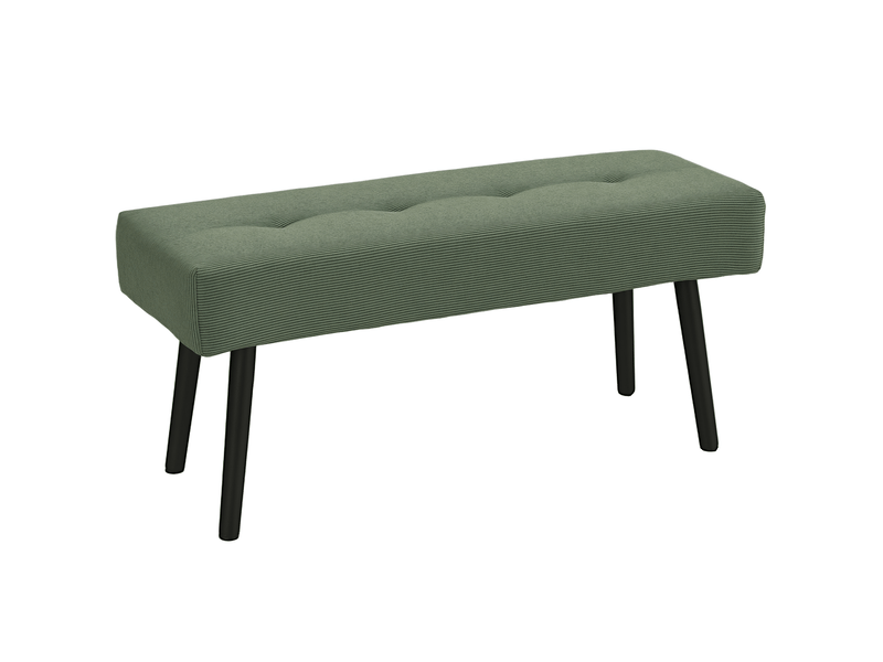  Banc capitonné en velours côtelé, banc de lit avec pieds en métal, banc à chaussures 100 x 36 x 45 cm vert  - Conforama A