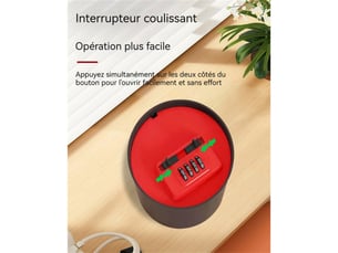 Boite a cles ronde a combinaison mecanique 4 chiffres 120 mm rouge vif et finitions noires