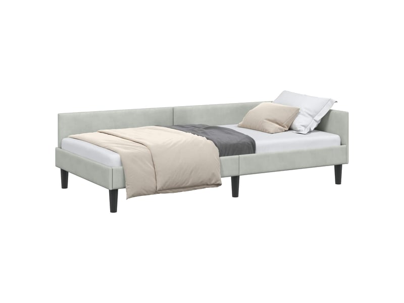  Lit adulte, lit simple, cadre de lit d'angle gris clair 90cmx190cm velours cf7082  - Conforama A