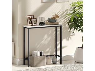 Table console étroite avec patins réglables et anti-basculement 75 x 24 x 76 cm noire homvra