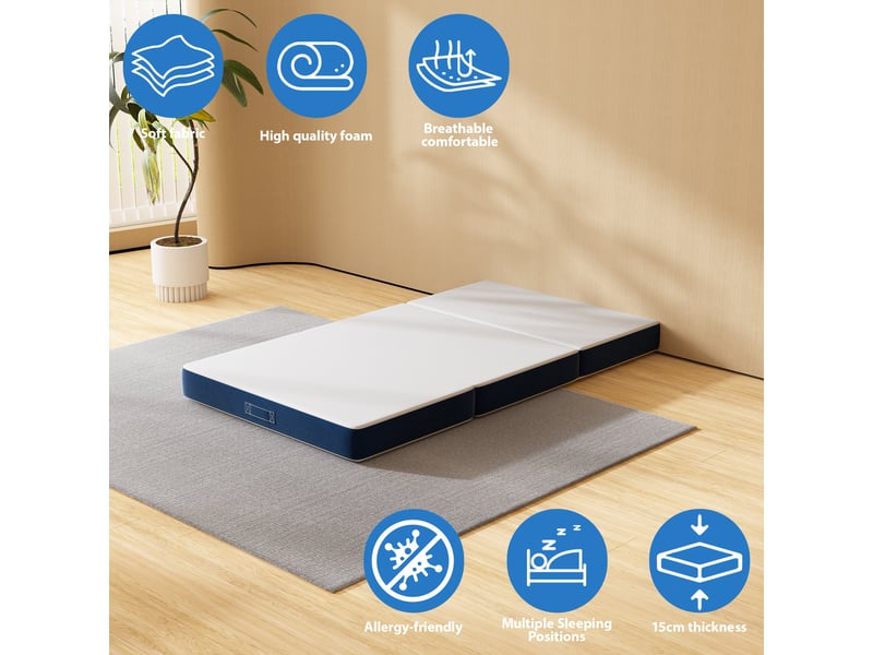  Matelas pliant en trois parties, 140 x 195 cm, mousse épaissie de 15 cm, housse amovible  - Conforama D