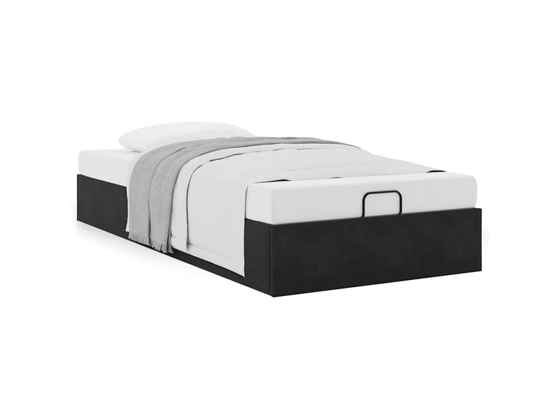  Lit simple- lit adulte -  cadre de lit ottoman sans matelas noir 80x200 cm velours  - Conforama C