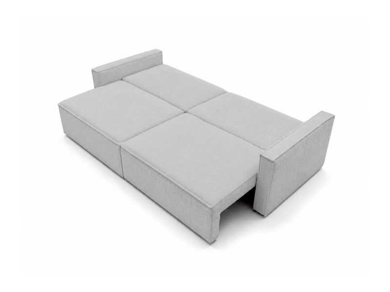  Farah - canapé droit 3 places convertible accoudoirs slim en tissu bouclettes généreuses  - Conforama C