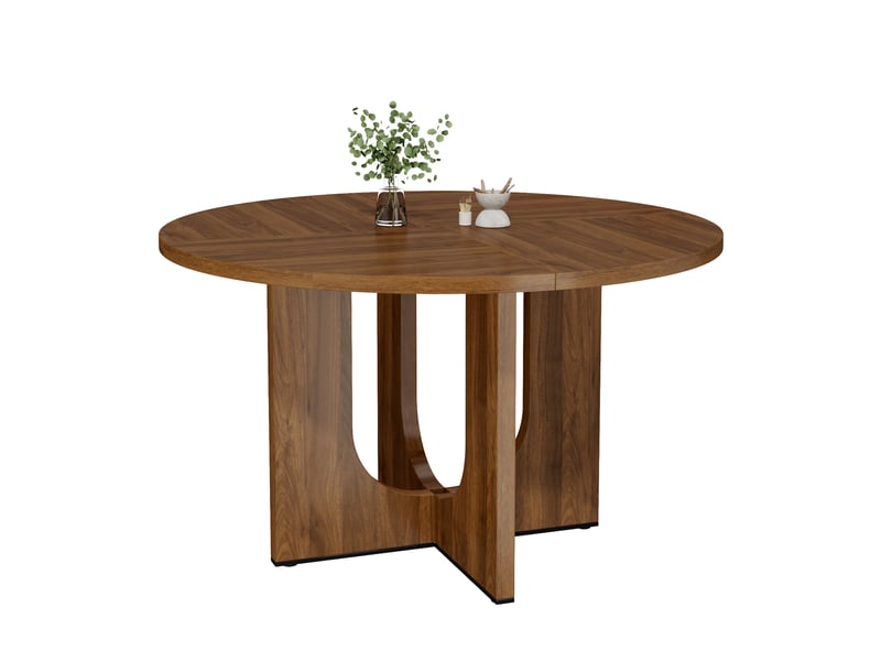 Table à manger ronde 120 x 120 cm, 4-6 personnes, style scandinave, noyer, sans chaises Jamama eleni - Conforama A