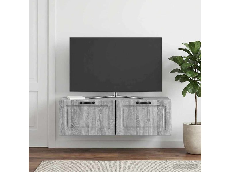  Meuble tv - banc tv - meuble de rangement mural sonoma gris 98 x 41 x 30 cm bois d'ingénierie  - Conforama D