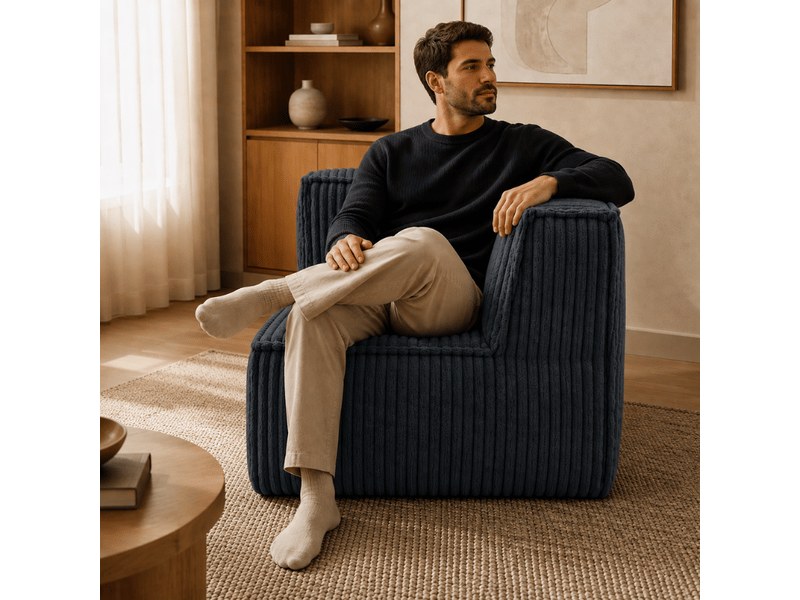  Module angle droit déhoussable pour canapé modulable velours côtelé 90x90 cm gris foncé  - Conforama E