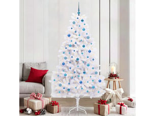 Sapin de noël - arbre de noël artificiel à branches articulées blanc 210 cm