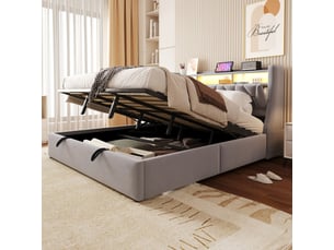Lit coffre 180x200 cm SWEIKO   coloris gris