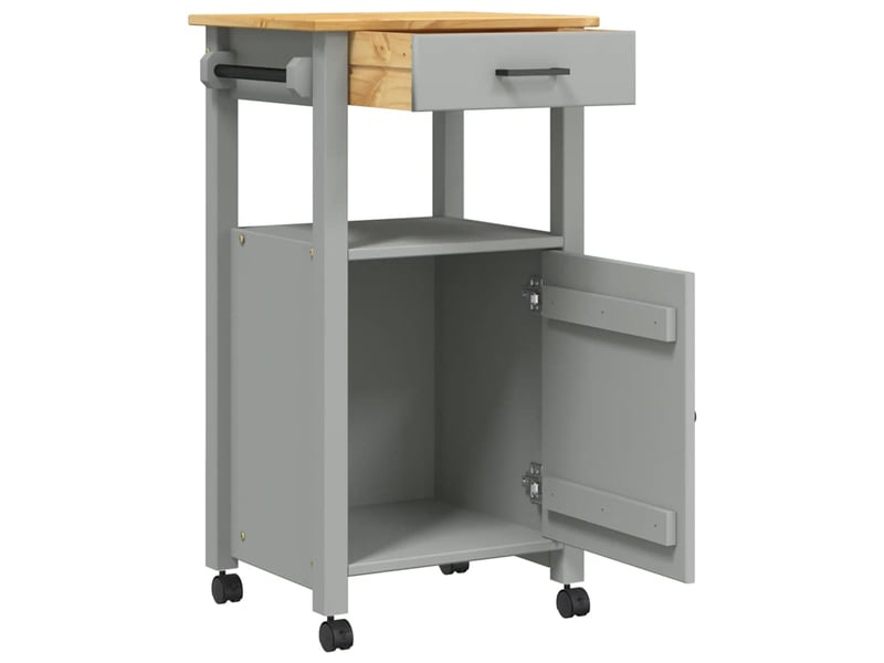  Desserte de cuisine, chariot de rangement monza 48x40x88,5 cm bois massif de pin shl92678  - Conforama D