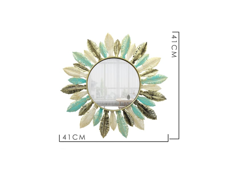  Miroir mural en fer forgé motif plume – miroir mural de style européen – décoration bohème pour salons et bureaux – 41 cm  - Conforama B
