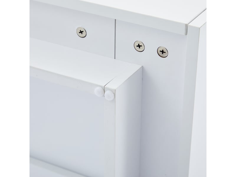  Table basse carrée pivotante 360° avec tiroir, table de salon blanc brillant et plateau noyer, 70x70x36 cm  - Conforama W