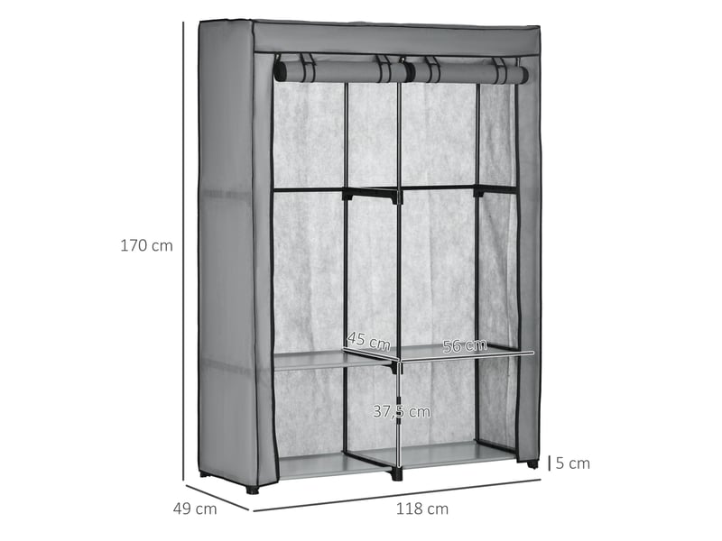  Armoire penderie en tissu avec 2 tringles et 4 étagères homvra  - Conforama E